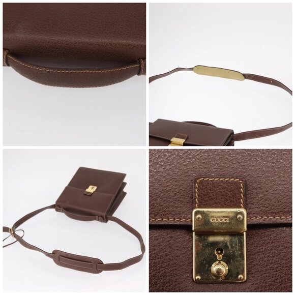 GUCCI Shoulder Bag Leather Gold Brown Auth 155188 - Picture 16 of 16